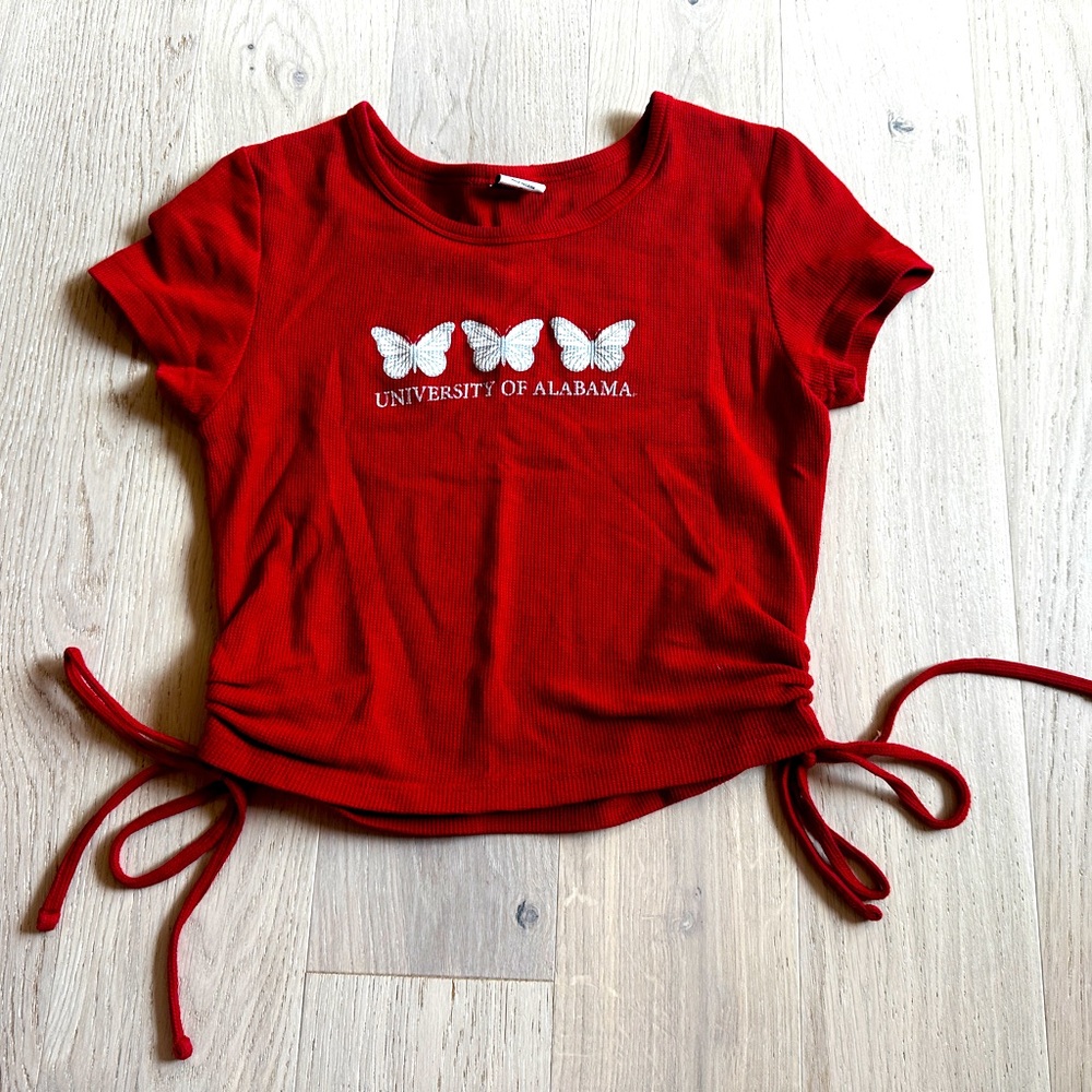 University of Alabama Cropped Baby Tee with Side Ties